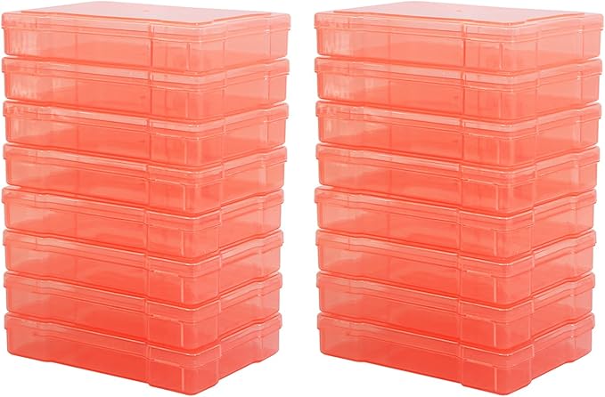 Naivees 4" x 6" Photo Storage Case with Handle, 16 Inner Photo Organizer Keeper, Extra Large Storage Picture Boxes, Seed Storage, Transparent Craft Keeper (Orange)