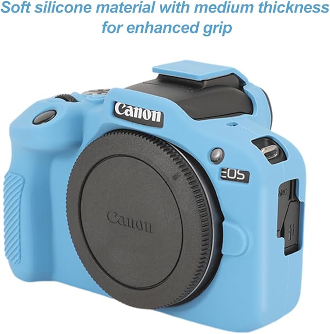 Pocoukate Case for Canon EOS R100 Camera, Soft Silicone Protective Cover Skin with EOS R100 Screen Protector Accessories for Canon EOS R100 Mirrorless Camera Silicone Case - Blue