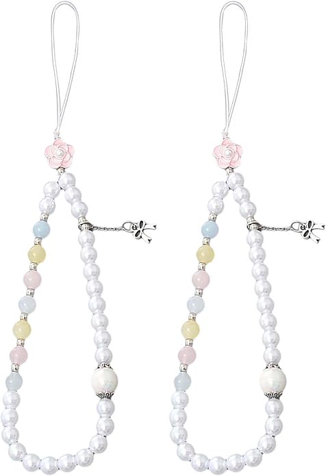 Beaded Phone Charm Lanyard Strap Girly Style Fixed Beads Pearl Lanyards