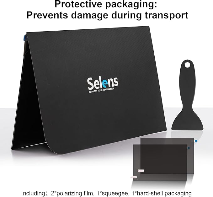 Selens 2Pcs Polarizer Film 7.8x11.8 inch Non-Adhesive Polarized Film Sheets for Physics Education, Photography, Screen