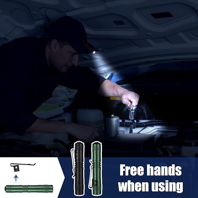 Hortsun 20 Pcs Mini Pen Light Flashlights Pocket Flashlights Pen with Clip Small LED Handheld Slim Torches for Christmas Gift Without Battery, 3.54 Inch (Black, Brown, Green)