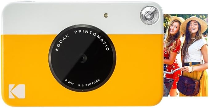 Kodak Printomatic Full-Color Instant Print Camera Starter Bundle + Carrying Case + Zink 20pk Photo Paper - Colorful Photos On 2x3 Sticky-Back Paper - Fun Gift for Birthday Christmas Holiday - Yellow