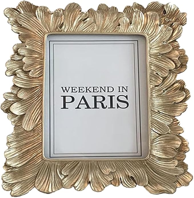 CISOO Vintage 4x4 Square Picture Frame Small Antique Photo Frame Table Top Display and Wall Hanging, Retro Home Decor, Ornate Photo Gallery Art (Pale Gold)