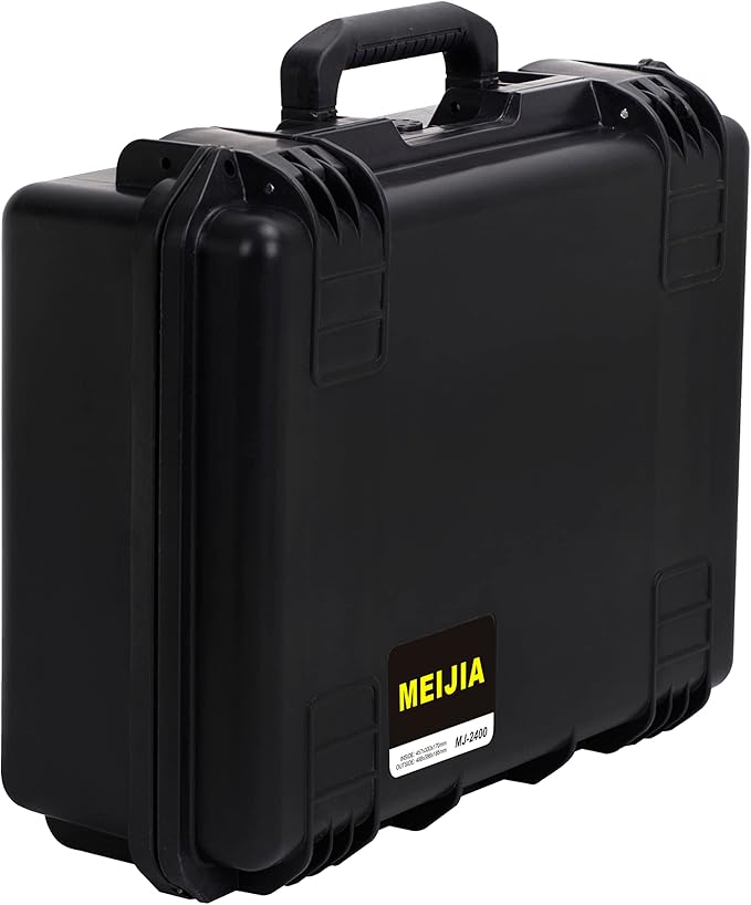 MEIJIA Premium Waterproof Hard Compact Camera Case with customizable fit foam,Full Protection with Light&Convenient Design,19.3"x15.25"x7.3".,Elegant Black