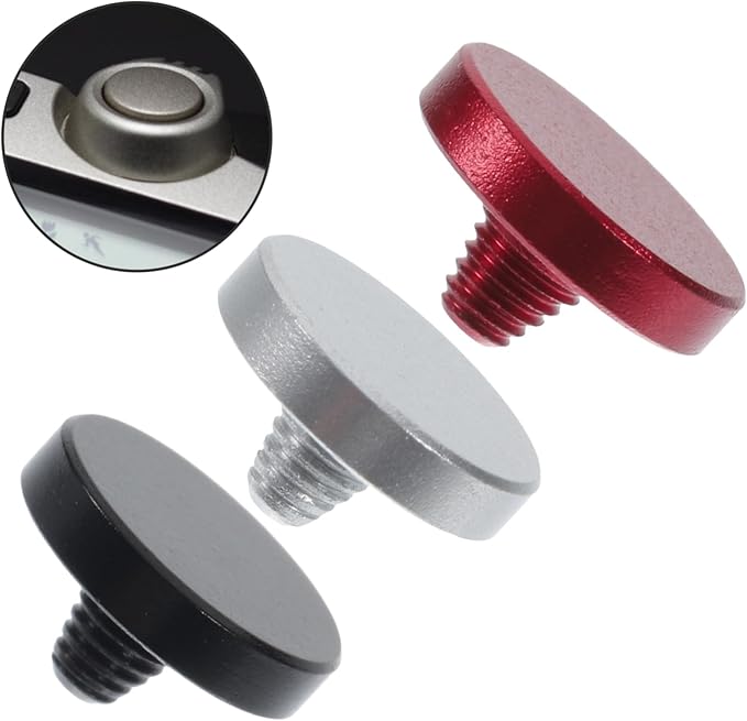 DOITOOL 3pcs Aluminum Alloy Flat Shutter Release Buttons for Camera Durable for Enhanced Grip and Reduced Shake Red Silver Black