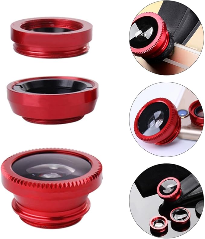 3 in 1 Smartphone Camera Lens Kit with Wide Angle Macro and Fisheye Lenses Clip-on Phone Lens Set for Mobile Photography Compatible with Most Cell Phones with Black Clip 2 Sets