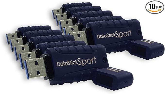 Centon Electronics MP Essential USB 3.2 Gen1 DataStick Sport Flash Drive, 8 GB, 10 USB Flash Drives, 10 Bulk Pack, Navy Blue