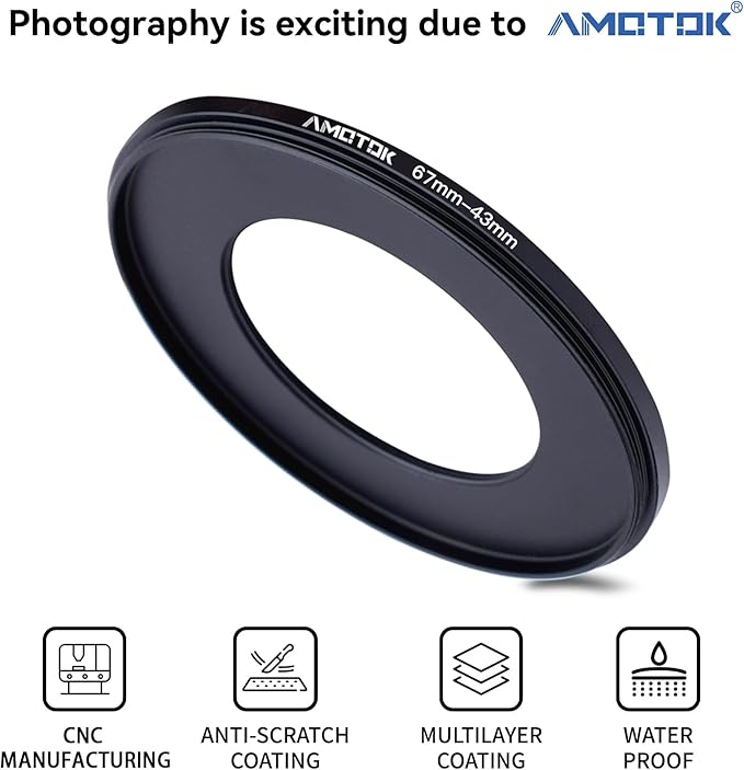 67mm Lens to 43mm Camera Lens Adapter,67mm to 43mm Filter Step-Down Ring Adapter Ring,Compatible All 43mm Filter Accessory