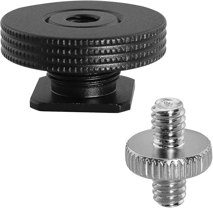 1/4" Female Thread to Hot Shoe Adapter LUORNG 2PCS Hot Shoe Mount Adapter with 1/4 to 1/4 inch Male Screw for Magic Arm, Video Light,Monitor