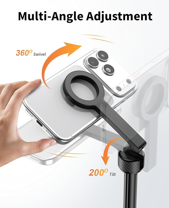 65" Magnetic Tripod for iPhone, Selfie Stick Tripod with Remote, 360° Rotatable Extendable Travel Tripod Phone Stand with Metal Ring, Compatible with iPhone Android