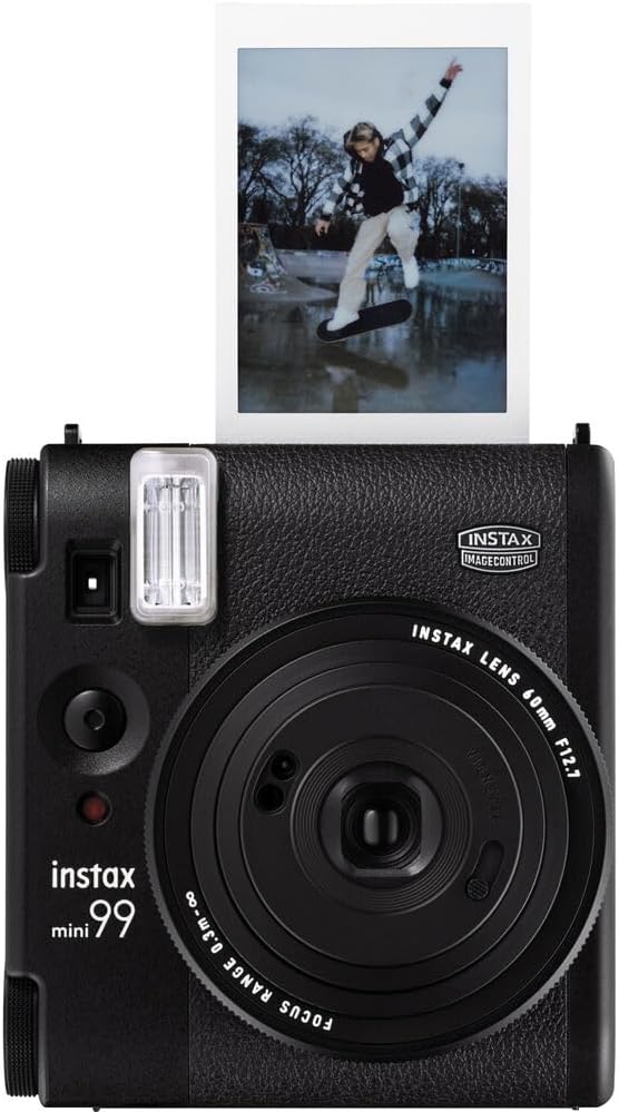 Fujifilm Instax Mini 99 Instant Camera Bundle with Fuji Instax Mini Instant Film Value Pack (20 Sheets) + Carrying Case - Brown + Photo Album – 64 Pockets + More
