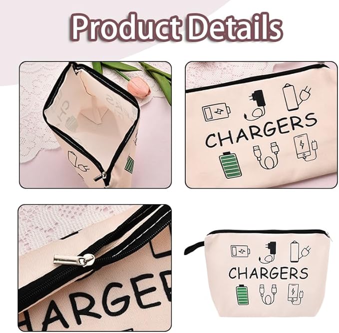 ShiQiao Spl Charging Cable Organizer Bag Chargers Organizer Bag for Travel Backpack with Zipper Toiletry Pouch Gifts for Friends Daughter Son Bday Birthday Gifts Chargers Makeup Cosmetic Bags