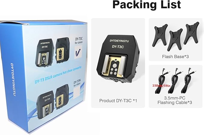 DY-T3C Set Style Multi-Functional hot Shoe Adapter, Single-Lens Reflex Camera Universal Flash Expansion Accessory/ Also Applicable Mini Camera Flash Height-Increasing Conversion Accessories