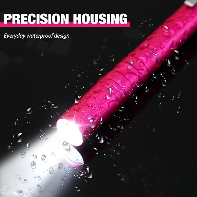 12 Pack LED Penlight Bulk, Pocket Flashlight with Clip, Aluminum Pen Flashlights Mini Pen Light for Nurses Hospital Outdoor Camping Emergency Hiking(Rose Red)