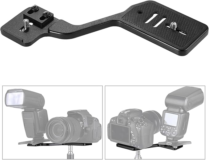 EBTOOLS Camera Flash Bracket, Portable Aluminum Alloy L Shape Mount with 1/4 Inch Screw for DSLR Cameras Flashes Microphones