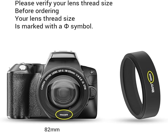 SIOTI 82mm Lens Hood, Oxidation Matte Anti Reflective Treatment, Aluminum Alloy, with 1 * 86mm Lens Cap, Compatible with Sony/Canon/Nikon/Fuji etc >50mm Camera Lens
