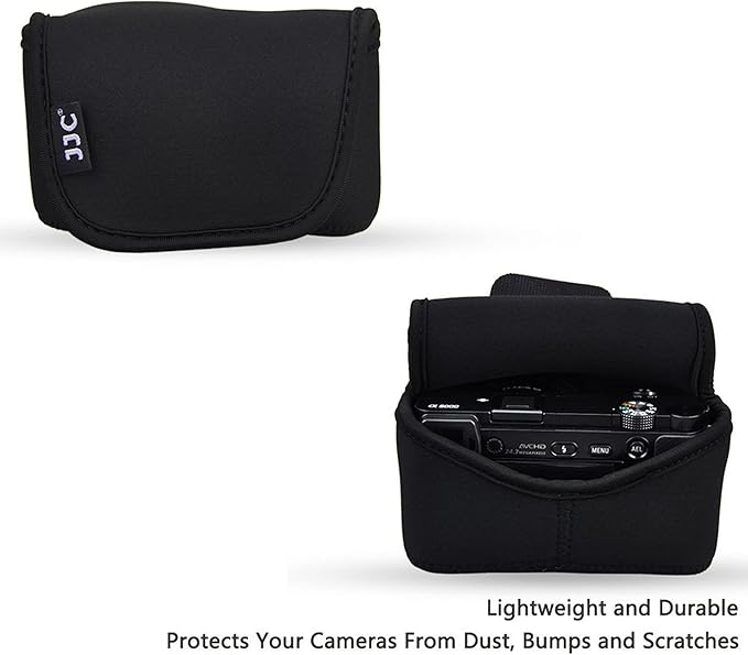JJC Soft Neoprene Digital Camera Case Pouch Compact Bag Protector with Anti-Lost Inner Strap for Sony ZV-E10 A6500 A6400 A6300 A6100 A6000 A5500 A5100 with E 16-50mm Lens