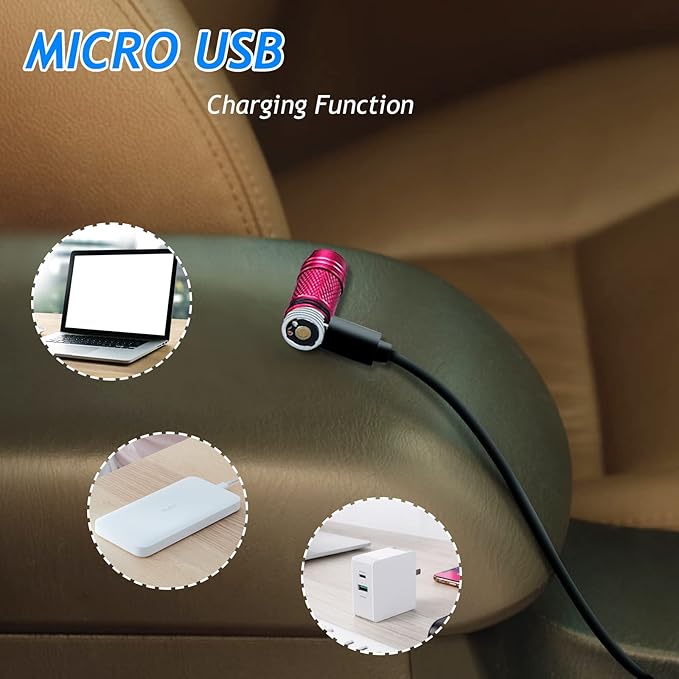 SdeNow Mini Flashlight Keychain EDC 200 lumens USB Micro Rechargeable Pocket Waterproof Flashlight