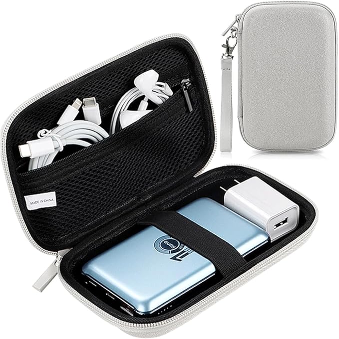 2Pack Hard Drive Carrying Case Storage Organizer Bag,Hard Travel Electronic Organizer Case for Power Bank Chargers Cables USB Flash Drive SD Card Mouse Electronic Accessories Bag(Black+Gray)