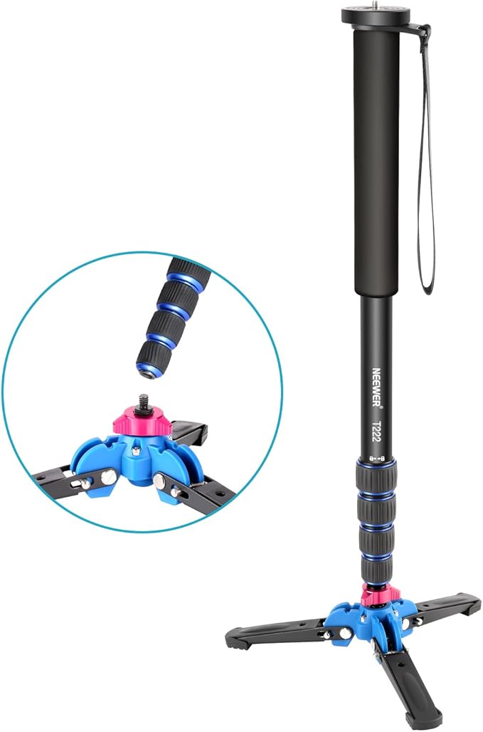 Neewer Extendable Camera Monopod with Detachable and Foldable Stand Base: Aluminium Alloy, Height 52-168 cm for Nikon Sony DSLR; Maximum Load of 5 kg