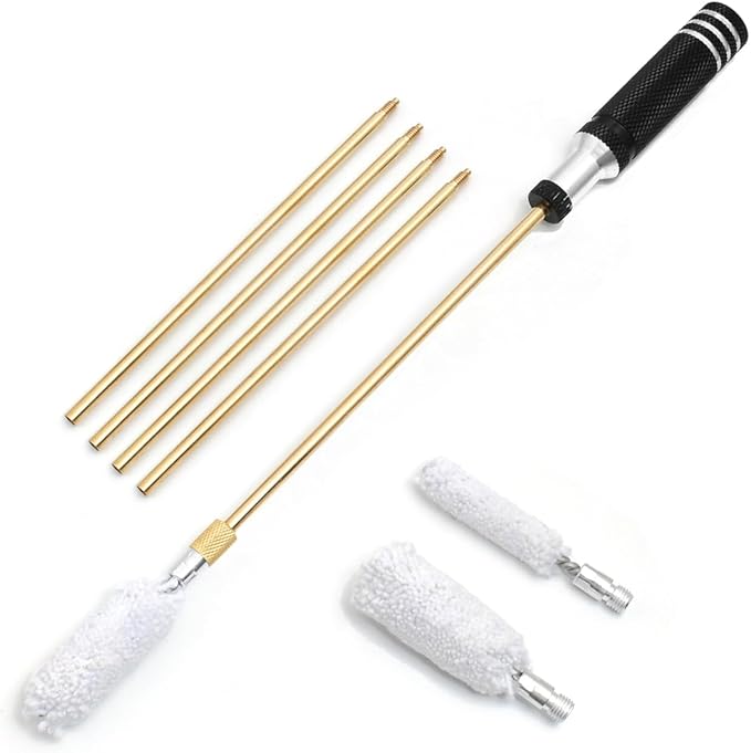 Shotgun Cleaning Kit for 12, 20, 410 Gauge Bronze Brushes, Brass Adaptor, Cotton Mops, Cleaning Pick, Patch Holder, Patches, Nylon Brush Head, Empty Oil Bottle