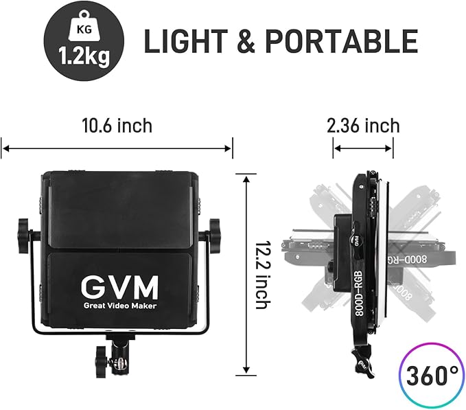 GVM RGB LED Video Light Kits, 800D 6X Upgraded Studio Lights with Optical Lens, Photography Lighting with 20 Scene Modes, Panel Lights with 19500 Lux/0.5m, Content, Filming, Portable, 3 Packs