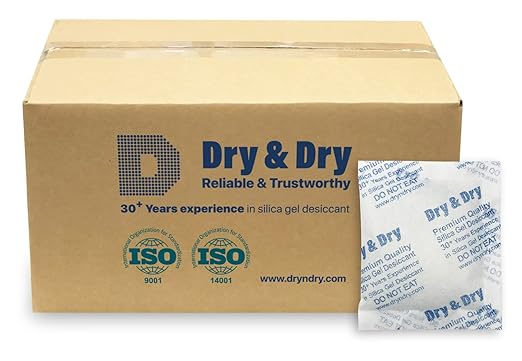 Dry & Dry 50 Gram [400 Packet] Silica Gel Packets Desiccants, Silica Gel Packs - Rechargeable Silica Packets, Silica Gel, Desiccant Packs for Food Storage