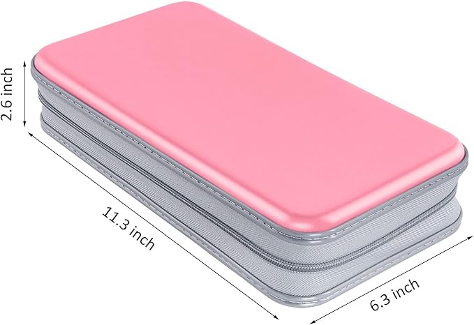 CD Case holder, 80 Capacity CD/DVD Case Holders Wallet Hard Plastic CD DVD Disc Cases Storage Binder for Car Home Office Travel (Pink)