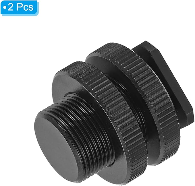 PATIKIL Female 3/8" to Male 5/8" Camera Hot Shoe Mount, 2 Pack Flash Cold Shoe Mount Tripod Screw Adapter for DSLR Rig, Black