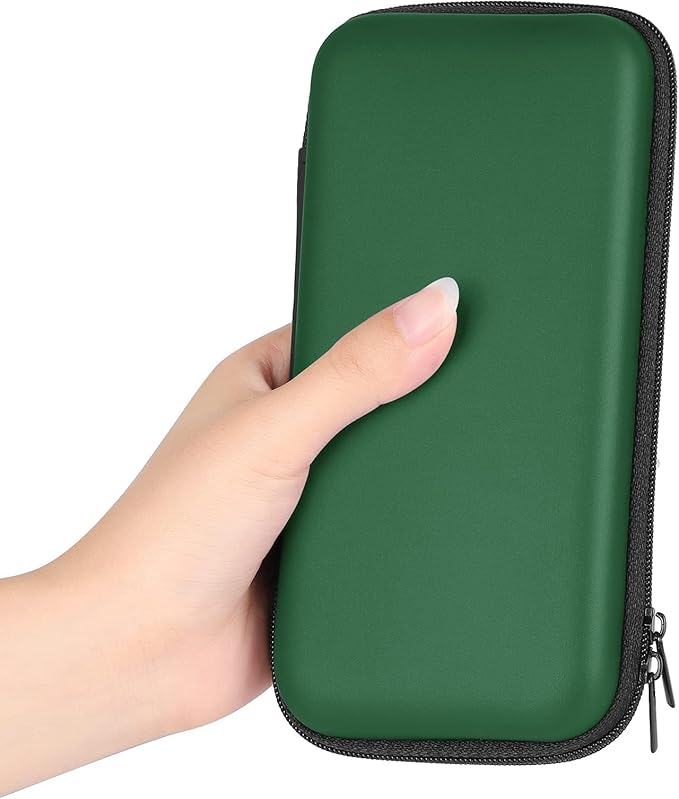 iMangoo Travel Essentials Electronics Organizer Charger Case Portable Dual Zipper Shockproof Pouch Tech Purse Cord Cable Pouches Power Bank Storage Accessories Bag for Women Men,6.5x3.2x1 Green