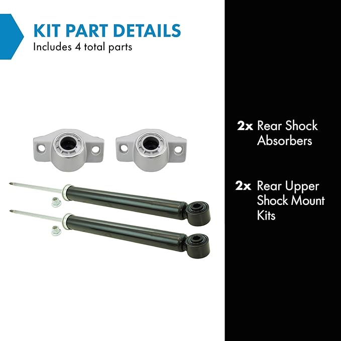 TRQ Rear Suspension Kit Shock Absorber Shock Mount Kit Compatible with 2011-2015 Chevrolet Cruze 2016 Cruze Limited Volt
