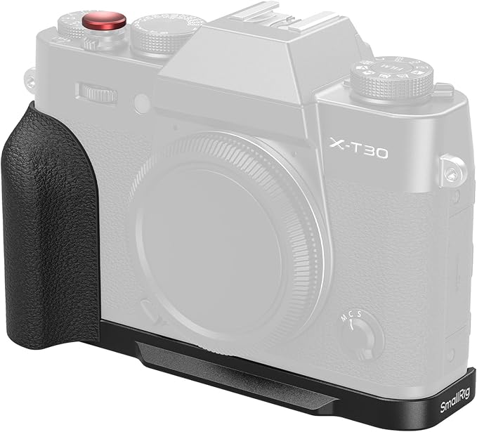 SMALLRIG X-T30 III/X-T30 II/X-T30 L-Shape Grip for FUJIFILM Camera, Built-in Quick Release Plate for Arca, 1/4"-20 Holes, Lightweight Ergonomic Silicone Handgrip,Shutter Button (Black) - 5663
