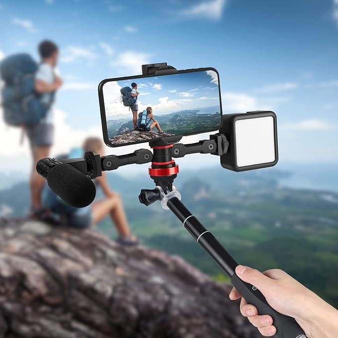 ChromLives Dual Cold Shoe Mount Universal Cold Shoe Adapter with 1/4" Thread Holes Rotatable Camera Shoe Extension Bracket for Microphone,Led Light