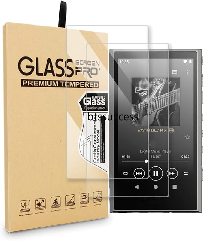 9H Scratch-Proof Premium Front LCD Screen Protector Guard Tempered Glass Protective Film for Sony Walkman NW-A300 Series NW-A306 NW-A307 (2pcs)
