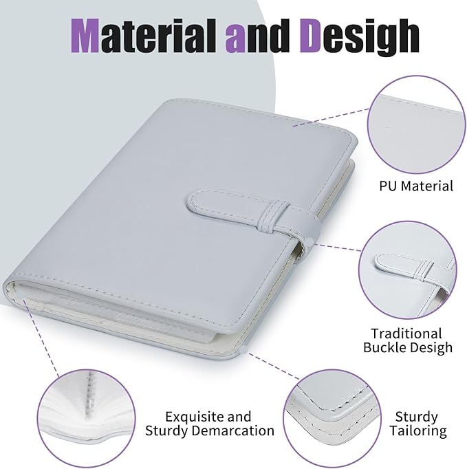 Riosin 108 Pockets Mini Album Compatible with Fujifilm Instax Mini film, Suitable for Instax Mini 12/11/7+/9/Evo/Link 2, 2x3"Photo Album for Canon ivy 2 Kpop Photocard(Clay White)