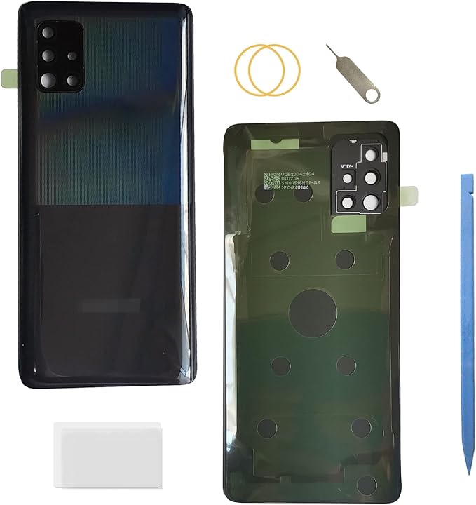 A51 5G Battery Back Housing Door Replacement Rear Cover with Camera Glass Lens/Frame Tape for Samsung Galaxy A51 5G 2020 6.5" A516 (Not ok for 4G/LTE A515F Version) (Black)