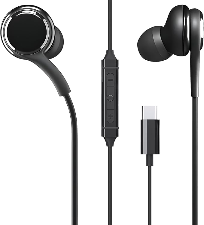 Betron Wired USB-C Ear Buds with Mic & Remote Control for iPhone 15/16, Samsung Galaxy, Android Phones