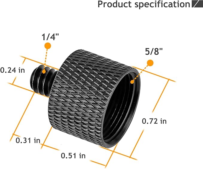 5/8 to 1/4 Adapter, Mic Thread Adapter 5/8" Female to 1/4" Male for Mic Stand, Camera Monitor, Tripod, Microphone Holder 2 Pack