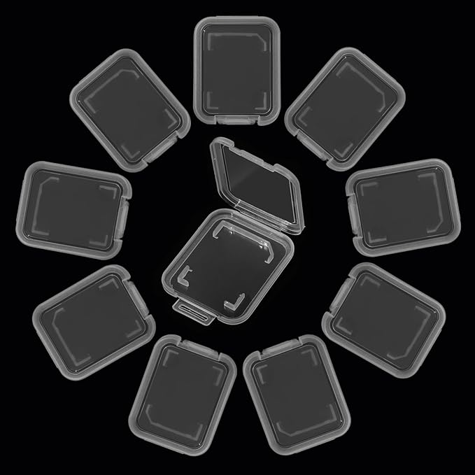 Glavatrix 10 Pcs Plastic Standard SD Card Cases Holder for SD SDHC SDXC SDUC, Clear Memory Card Protective Case Holder, Portable SD Cards Storage Organizer Boxes for Photography Camera Computer Phone