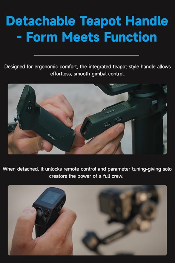 FeiyuTech SCORP 3 Gimbal Stabilizer for Camera, Built-in AI Tracking Sensor & Detachable Remote Control, 3.5KG Payload Camera Stabilizer with Touch Screen, Vertical Shooting
