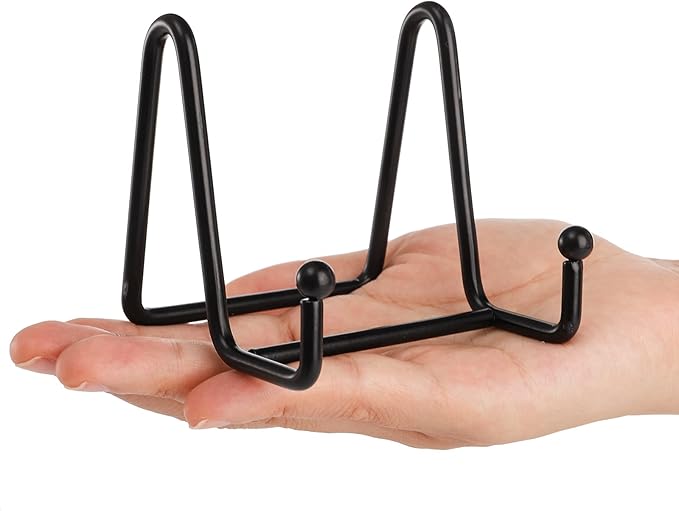 Hedume 8 Pack 3 Inch Iron Display Stand, Black Metal Easel Plate Display Photo Holder Stand, Picture Frame Holder Stand for Photo Easel, Decorative Plate, Book