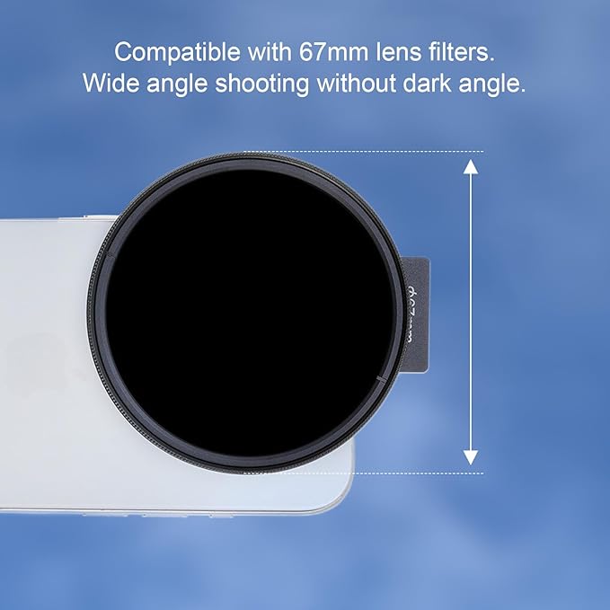 67mm Phone Filter Mount, Threaded Lens Filter Clip Phone Lens Filter Ring with Cold Shoe Mount, 67mm Phone Lens Filter Adapter Mount for ND CPL Star Filters, Phone Lens Filter Ring