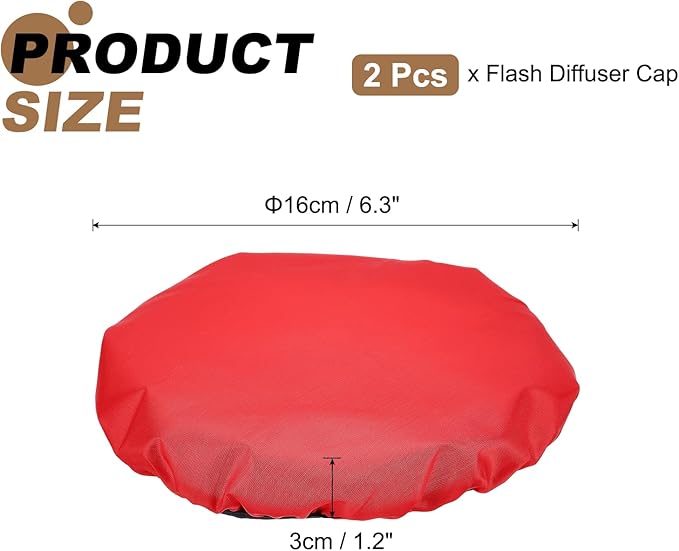 PATIKIL 6.3" x 6.3" Soft Mini Flash Diffuser Cap, 2 Pack Universal Elastic Flash Diffuser Cover for DSLR Camera Flashlight, Red