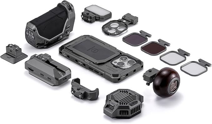 Tilta Khronos Ultimate Kit Compatible with iPhone 15 Pro | Cooling System/LED Light/Wooden & PD Focus Handle/SSD Holder Included | TK-IP15-PD-SG (Space Gray, Pro)