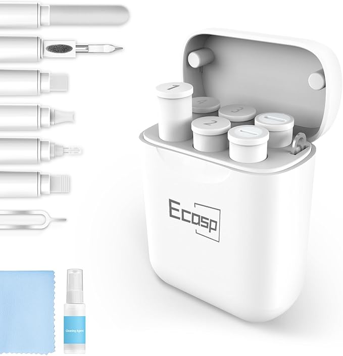 Phone Cleaning Kit,Multitool AirPod Cleaner Kit,Cell Phone Cleaning Repair and Recovery Phone (TypeC) Charging Port,Lightning Cables and Connectors,Easy to Store and Carry Design,White