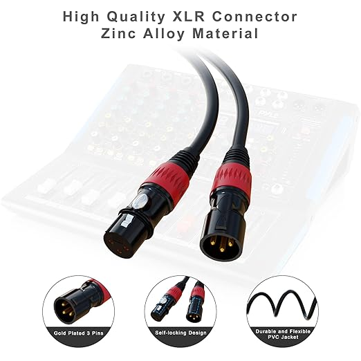 XLR Cables, Microphone Cable 1.5ft 6 Packs, Short XLR Cable Male to Female Mic Cable 3-Pin Compatible with Stage Lighting, Speaker Systems and More
