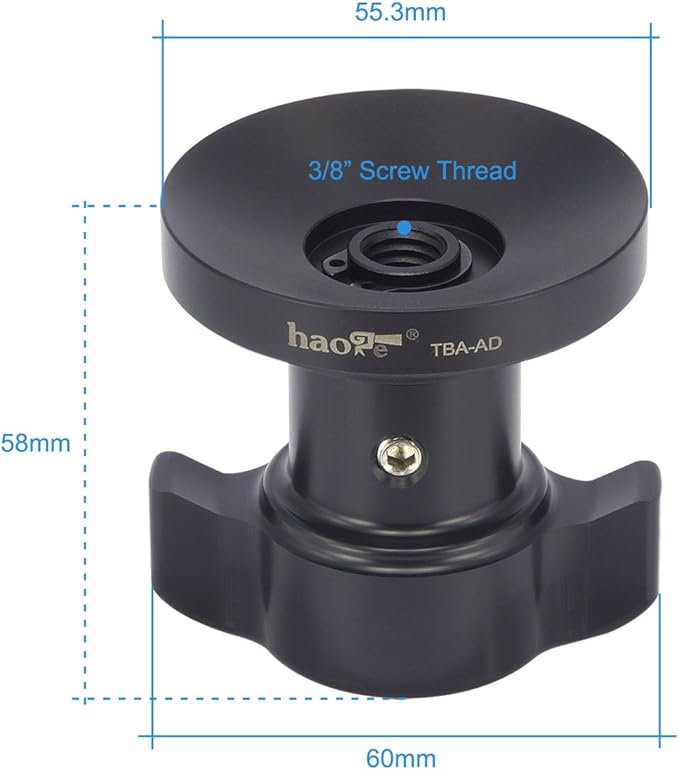 Haoge TBA-AD Tie Down Locking Handle Short Threaded Knob for Manfrotto Tripod Video Fluid Head Bowl Adapter MVH500A MVH502A 504HD 526 509HD 519