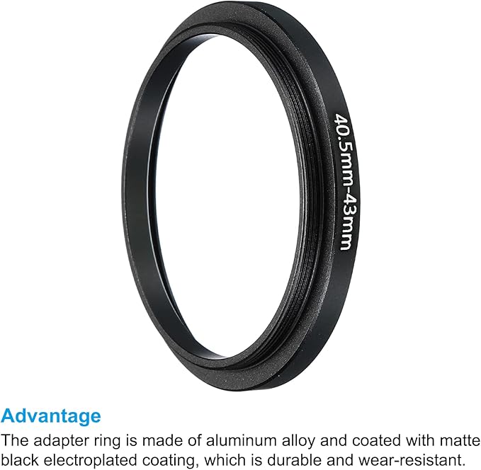 PATIKIL 40.5mm-43mm Metal Step Up Ring, 2 Pack Camera Lens Filter Adapter Ring Aluminum Filter Adapter Ring for Camera Lenses Hood, Black