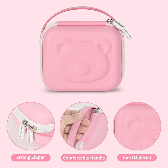 Kids Instant Print Camera Case with 3 Rolls Prints Paper Compatible with ESOXOFFORE for Dylanto for DUDUDRAGON for GKTZ for ETIKEZ for Dafotil for Careenoah Toddler Digital Cameras(Bear design)