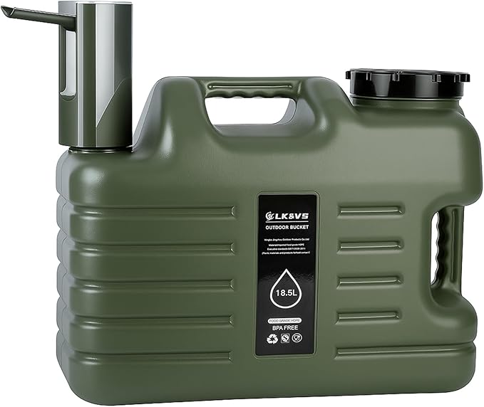 5 Gallon Camping Water Jug with Foldable Auto Pump, BPA-Free Leak-Proof Camping Water Container with Spigot, Type-C Rechargeable, Portable Water Storage Tank for Hiking, Outdoors & Emergency Use